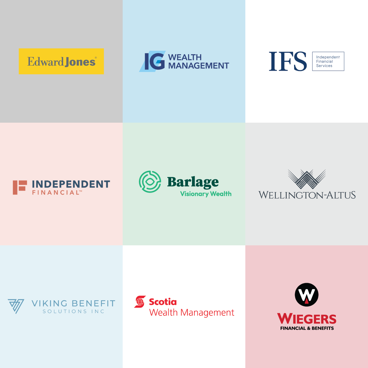 Comparing Barlage Visionary Wealth Logo Design to other Wealth Management Logos